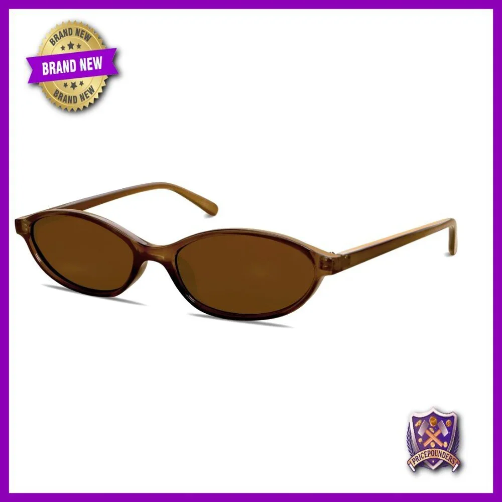 Retro Oval Sunglasses Chic Cat Eye 90s Sunnies Lightweight Narrow Frame
